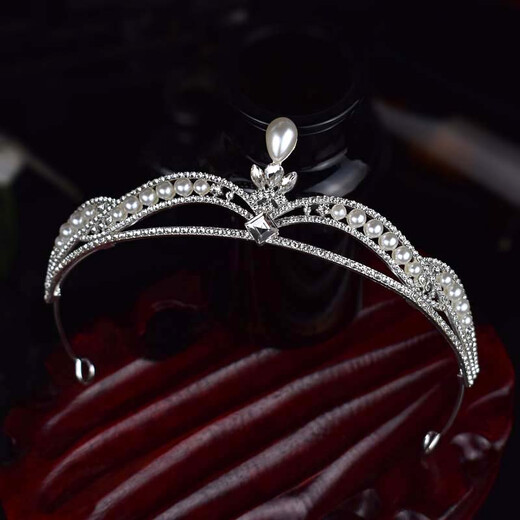Bai Qixin Crown Tiara, Birthday Crown, Bridal Headband, Photography Props, 18-year-old Adult Gift, Princess Proposal Certificate, Pearl Crown, White