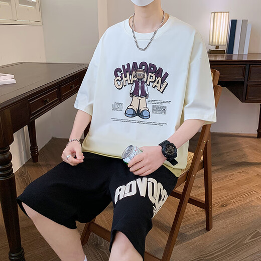 Bailedi T-shirt à manches courtes garçons 12-15 ans collégiens costume d'été 16 adolescents et enfants plus âgés vêtements d'été tendance et beau WY-6169 Lake Blue (manches courtes + short) 180 3XL (140-160Jin Jin équivaut à environ 0,5 kg)