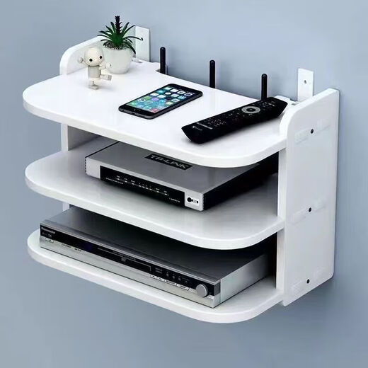 Router placement rack wifi storage box wall storage rack punch-free wall-mounted TV set-top box bracket double layer 30cm