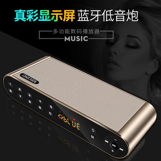 科凌蓝牙音响带收音机一体可插U盘能插卡优盘插耳机音箱家用迷你便携小型无线低音炮高音质大音量喇叭 黑色I多功能版I数字点歌版播放器