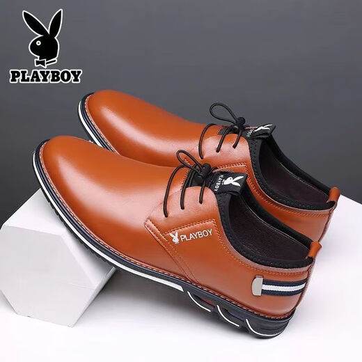 花花公子（PLAYBOY）男鞋2025年春夏季男士休闲鞋白色皮鞋内增高真皮鞋子男商务 9855黑色增高单里 42