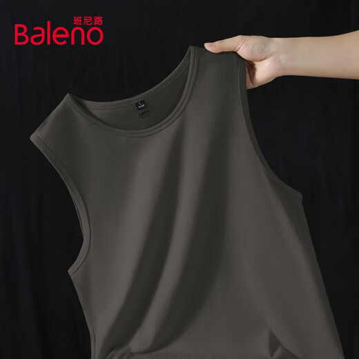 Baleno pure cotton vest men's basic solid color casual versatile sweat-absorbent breathable comfortable student sports clean version wide shoulders and cut sleeves