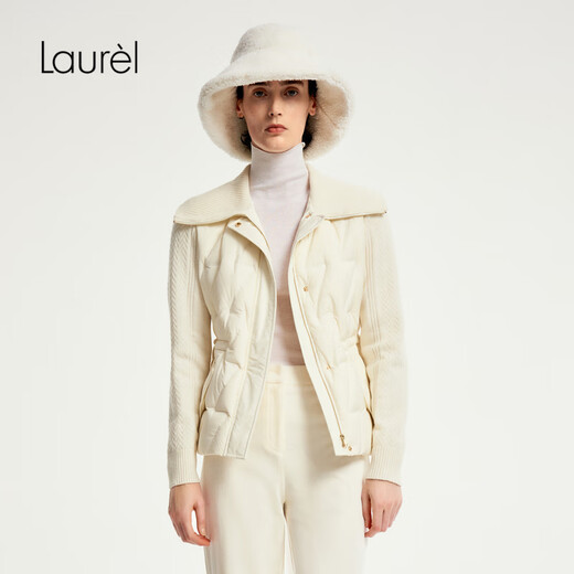 Laur l Paris Fashion Week same style Lauri new waist knitted white goose down jacket for women LWD353L02000 pearl white L (170)