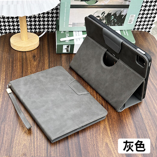 Yaluge 2017 iPad pro12.9 inch protective case A1584 old generation 2 generation por12.9 Apple flat panel 1670 rotary support ML0R2CH business men's leather case handheld brown-with bracelet [with explosion-proof tempered film] 2017/2015 iPad P