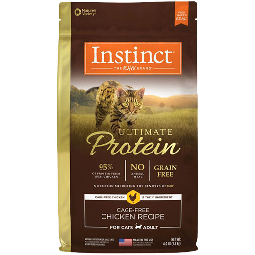 INSTINCT Bailey High Protein Cat Food Fresh Freeze-Dried Grain-Free Chicken Gold High Protein Duck Bailey Adult Kitten High Protein Chicken 4 lbs (Special Offer 24.9) 0g Double Label Anti-Counterfeiting