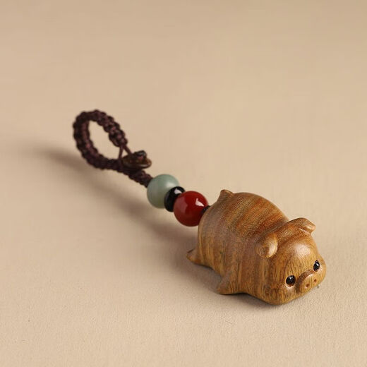 [Flagship store same origin] Ebony wood lucky pig key chain hanging decoration mobile phone chain car pendant peace cultural relics gift red sandalwood pig pendant