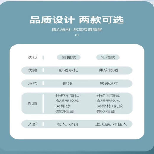 初宿席梦思床垫软硬两用20cm厚1.8米1.5m椰棕双人家用经济型弹簧床垫 经济偏硬22cm  精钢簧+椰棕 1350mm*2000mm