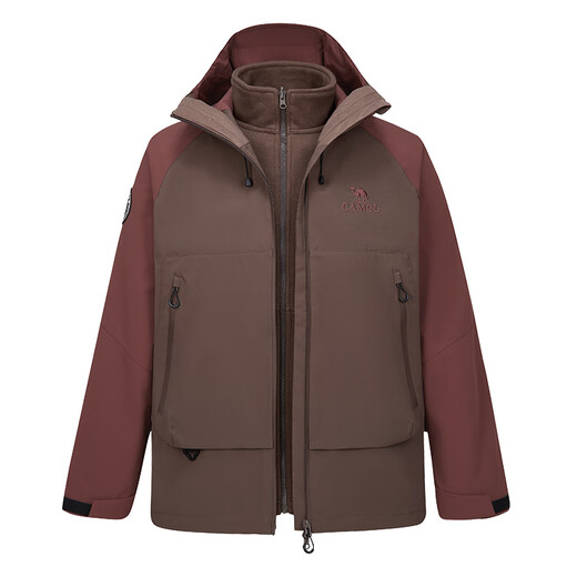 CAMEL Men's Outdoor Jacket Men's and Women's Three-in-One Windproof and Waterproof Jacket Mountaineering Jacket Men's M34CA49650