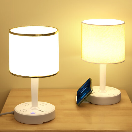 
Yanaijie LED decorative desk lamp socket integrated simple modern home bedroom remote control bedside table light ins internet celebrity night light 688 white USB model with dual USB 0.8 meters