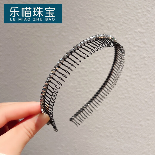 乐喵（LEMIAO）时尚新款气质带齿防滑发箍刘海碎发整理器韩国感压发头箍发卡七夕 LD473黑色  A29-302