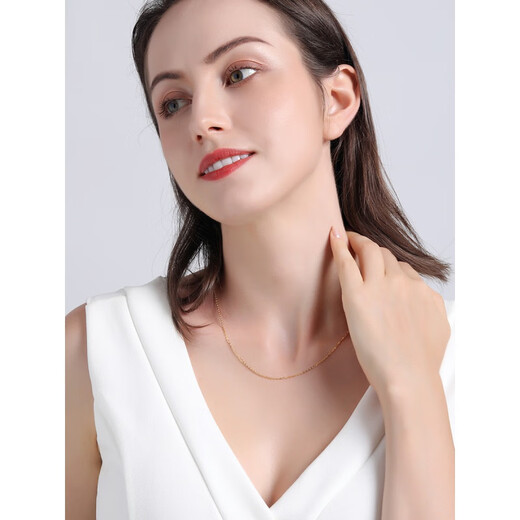 Fat Donglai's same style 18k gold necklace pendant 18K gold women's O-shaped chain clavicle chain plain chain AU750 yellow gold rose gold white gold 60cm x about 1.4mm thick