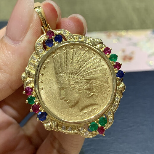 Xue Cong's one-piece American Eagle Yang Yang Yang Yang, an old Indian chief, Kruger Panda gold coin pendant necklace, style 2, 1986 1/4 American Eagle Yang.