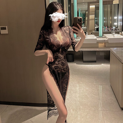 Luo Manxi sous-vêtements sexy de nuit sexy en dentelle de nuit pyjamas uniforme tenue de perspective tentante sm.