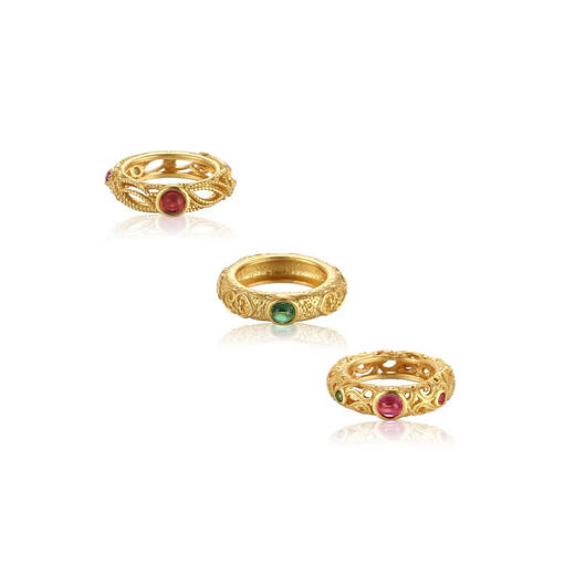 Jingyu 925 gold-plated running ring accessories DIY Buddhist beads bracelet bracelets and bracelets ancient gold accessories running rings beads and scattered beads YP-694 red stone-sand gold