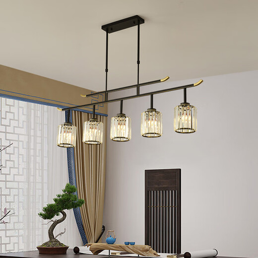 
Recalling the past Crystal New Chinese Restaurant Chandelier Chinese Style Rectangular Lamp Modern Simple Home 56-Head Chinese Restaurant Chandelier 7029-3 Heads/Black + Round Lamp Shade