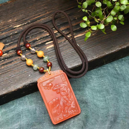 Moyun herring stone zodiac tiger pendant with handmade rope, uniform color and gorgeous color, super beautiful in real life