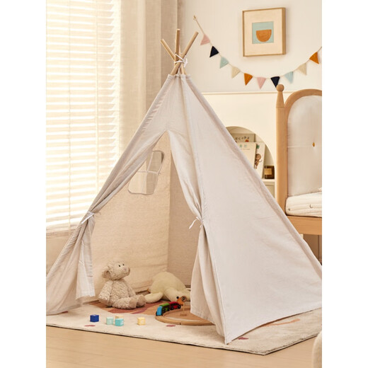 LISM children's small tent indoor home use little girl princess game house boy house toy castle Indian tent 1.1m pink gift colorful flag