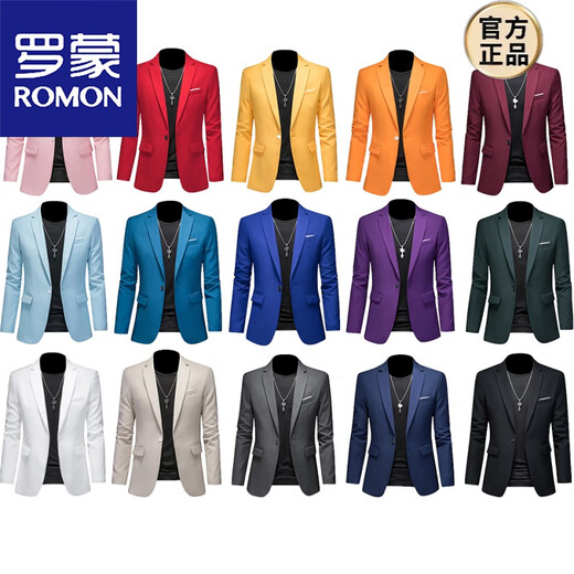 ROMON Spring and Autumn Men's Business Casual Fashion Suit Jacket Slim Large Size Casual Professional Formal Dress Suit Top Royal Blue 2XL (135-145 Jin Jin equals 0.5 kg can be worn)