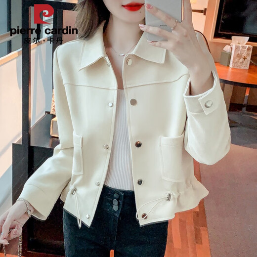 皮尔卡丹（pierre cardin）小香风夹克短外套女春秋2025早春新款上衣百搭休闲小个子收腰风衣 9923杏色 S