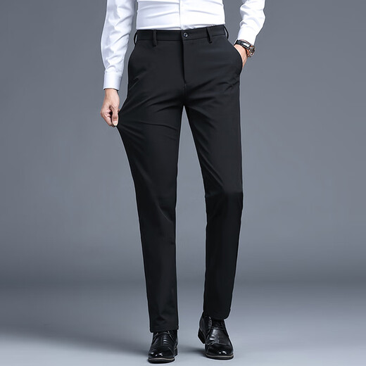 Holzspecker (Tucano) Casual Hosen für Männer Sommer Solid Color Business Mode dehnen schlank viel vielseitige Eissensen-Langhose Herren Black 31 31