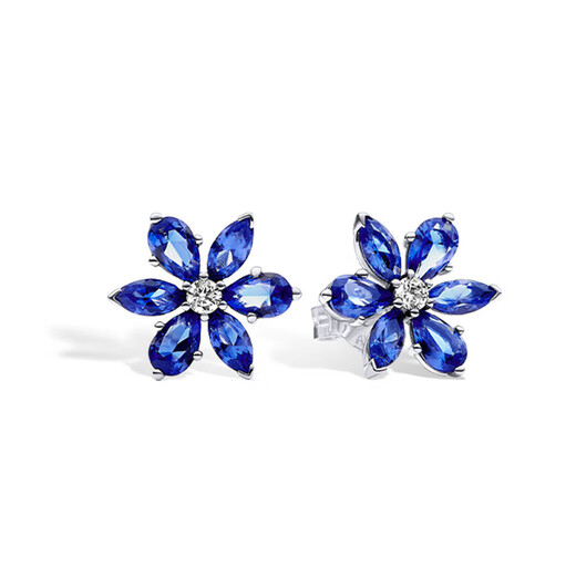PANDORA sparkling blue mosaic earrings flower style advanced simple personalized birthday gift for girlfriend