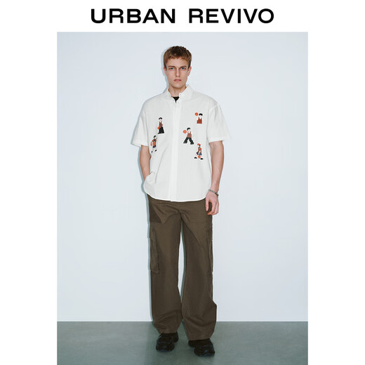 UR [Kombination] 2025 Sommer neuer Herren Tendy Leisure Ultra locker Kontrast gedrucktes Strickjacke UMV250025 Dieser weiße (niedrigere) S (XS-S)