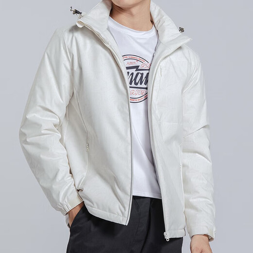 Western Camel VANCAMEL Trench Coat Jacket Women's Plus Fleece Thickened Short Jacket Windproof Warm Jacket Hooded Soft Shell Working Single-layer Shock Clothes 9930A-2 Ginkgo White-Men [Camo] 3XL