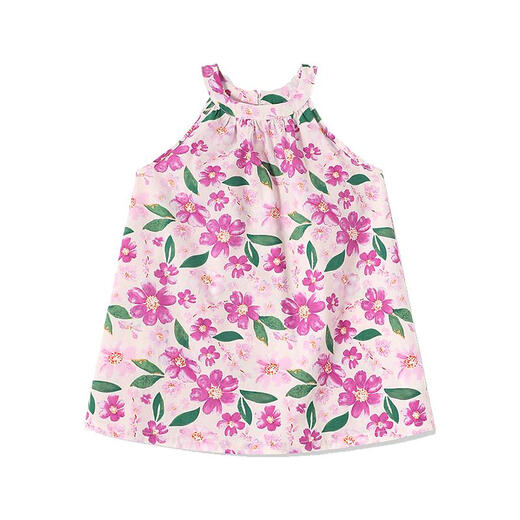Demandez aux filles juniors robe 2025 Summer Little Child's Flowers Full Imprime Imprimé Children's Sling Princess Robe Couleur 130