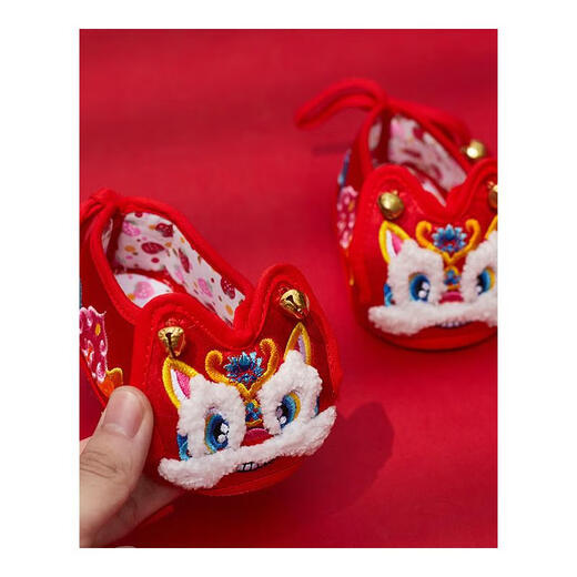 Midur national style baby toddler shoes tiger toe shoes baby soft sole shoes big red festive embroidery handmade soft sole lion tiger dragon no_National trend dragon tiger (dragon and tiger shoes) 12 inner length 12cmM (recommended from June to December)