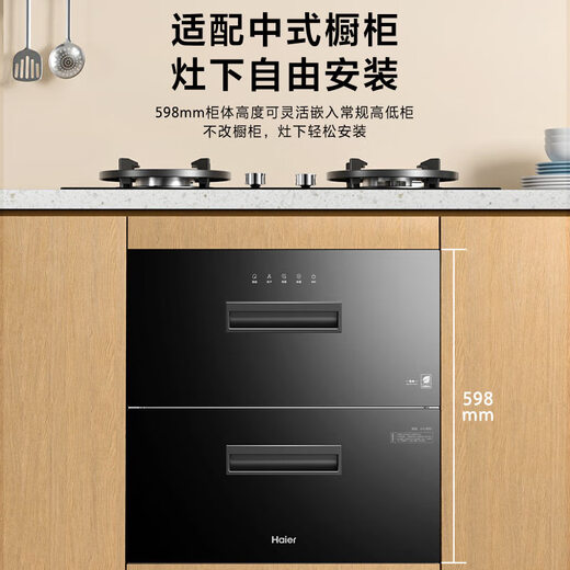 Haier 115L disinfection cabinet built-in sterilization chamber series two-layer large capacity disinfection cupboard mother and baby household ultraviolet + light wave pasteurization pure physical disinfection EC010