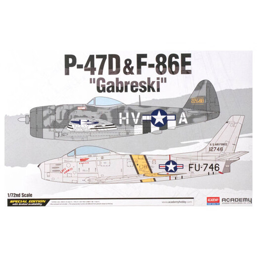 Akademie 1/72 US Fighter Bomber Assembly Armee Simulation Ornamente importiertes Geschenk Modell P-47D/F-86E Kämpfer 12530