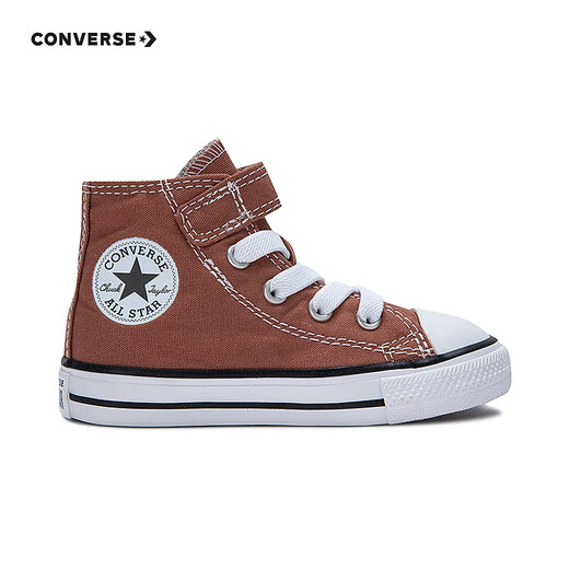 Converse Converse All Star Children's Shoes for Boys and Girls Velcro High Top Canvas Shoes Versatile Casual Shoes for Baby Brown 26 Recommended Foot Length 16.5cm