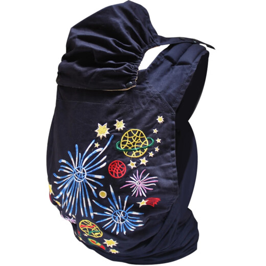 Baby baby front and back simple embroidery old-fashioned traditional big-child strap turban bag holding baby artifact dark blue starry sky (embroidery) four seasons
