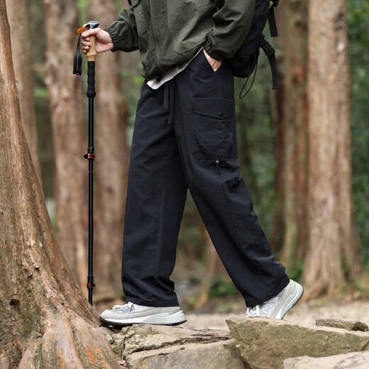 顶峰保罗（Dingfengbaoluo）户外冲锋裤子男春夏季山系休闲宽松工装直筒长裤子29018军绿L