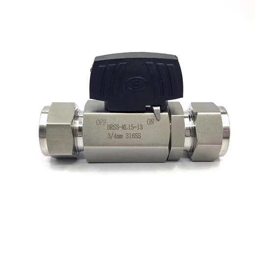 Fangteng 316L stainless steel large diameter hexagonal ferrule ball valve British air source instrument valve double ferrule ball valve silver-plated nut rubber handle 3/4 (316 material nut silver-plated)