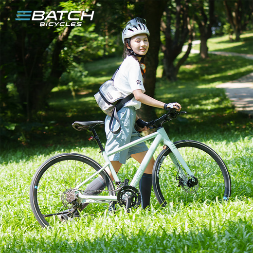 百琦（Batch） F1 平把公路自行车城市休闲自带车灯镁合金车圈变速车 抹茶绿 M码  适合身高：1.69-1.76M
