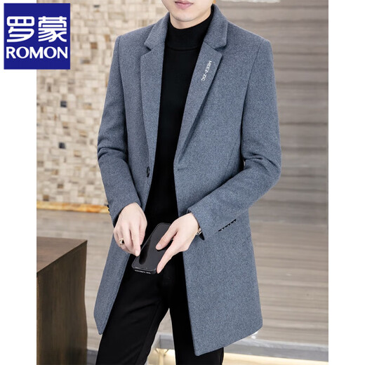 Romon High-End-Wollmantel Wollschichtmantel mit mittlerer Länge koreanischer Art schlanker Herbst und Winter verdickter lässiger 881 Verdickter schwarz 2xl