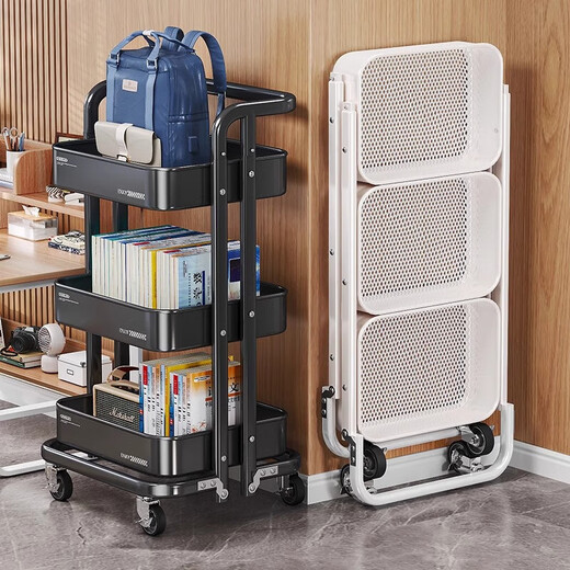 Youqin school bag storage rack books removable small push table storage bookshelf with wheels floor-standing table bag artifact