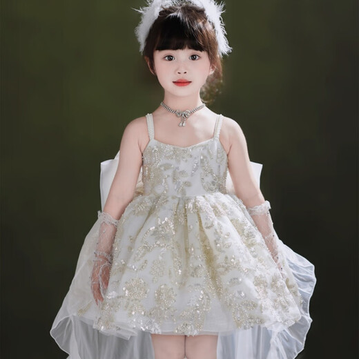 G.DUCKKIDS小黄鸭女童礼服儿童高端白色八音盒洛丽塔公主裙生日花童连衣裙 6629裙子+拖尾 100 尺码2~3岁【 90-100cm】