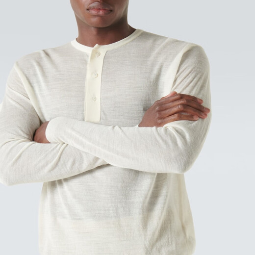 Auralee Men's Wool & Silk Henley P00894906 White M M
