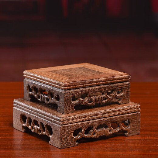 Base de statues de bouddha en bois massif personnalisable, base de plate-forme de Bouddha statue, Ornement de siège de Bouddha accru, coussin rectangulaire Bouddha Seat Table D9902E Base en bois (support Free Custom pour la gravure) Longueur et largeur 2517