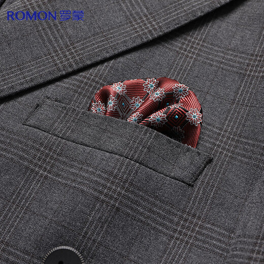 Romon suit men's double-breasted casual business retro men's suit jacket slim wedding groom's dress for men