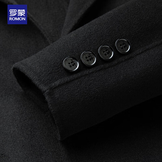Romon extended knee-length sheep wool double-sided woolen coat for men, autumn and winter long windbreaker, woolen coat for men