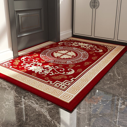 Qiqijia Floor Mat Entry Door Mat Home Door Mat Red Festive Non-Slip Wear-Resistant Entry Carpet Chinese Style Xiangyun Ruicai-Red 120*160cm Need Convex Shape_Contact Customer Service First