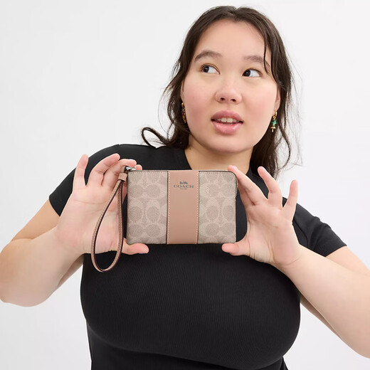 COACH brand direct supply women's clutch bag wrist bag wallet sand yellow CW854 New Year gift for girlfriend