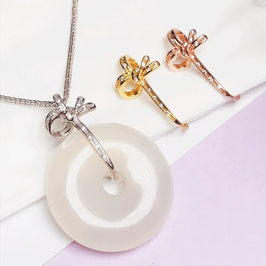 Fat Donglai's same style Ping An buckle head 18k gold buckle clip buckle Buddha Jade Jade Silver buckle necklace connecting head buckle Style 1 white gold