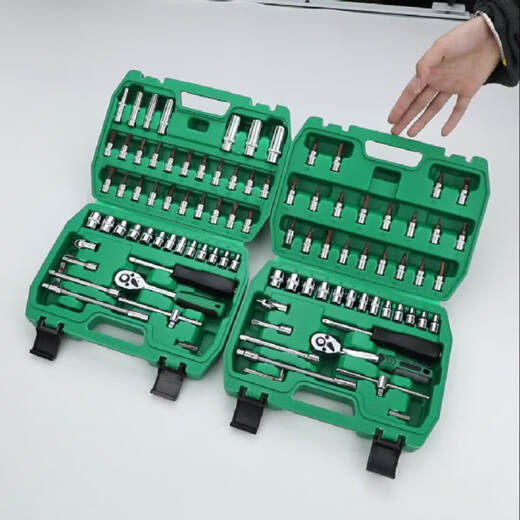 Tianzhuo Hardware Auto Repair Tool Set Sleeve Wrench Ratchet Repair Combination Home Repair Tool Box Universal Multifunctional Xiaofei 12809 New Model 46-piece 72-tooth Sleeve Wrench Set