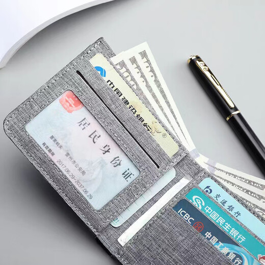Chajin Canvas Wallet Herren Trendy Brand Fashion Einfacher ungezwungener Studenten Brieftasche Multifunktion Führerschein integrierter Tasche Multi-Card-Kartenbeutel grau und weiß