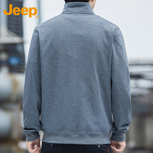 JEEP Jeep sweatshirt men's spring and autumn casual cardigan jacket men's loose stand-up collar clothing men's gray L