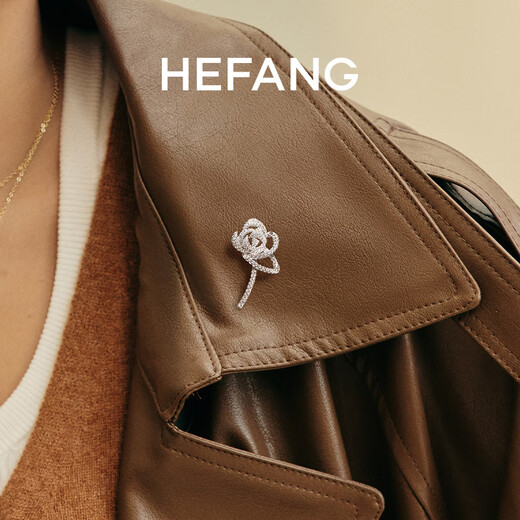 HEFANG He Fang Jewelry Elegant Rose Brooch Silver Pin Women's Light Luxury High-end Birthday Gift for Girlfriend Silver